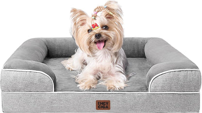 EHEYCIGA Orthopedic Dog Beds for Extra Large Dogs 44x32Inch, Waterproof Memory Foam XL Pet Bed with Sides, Non-Slip and Egg-Crate Foam Big Dog Couch Bed with Washable Removable Cover, Grey