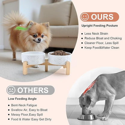 SPUNKYJUNKY Elevated Dog Bowls Ceramic, 5.1&