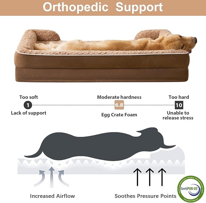 WNPETHOME Dog Beds for Large Sized Dogs, Washable Orthopedic Dog Couch Sofa Bed with Waterproof Lining &amp; Non-Skid Bottom for Pet Sleeping