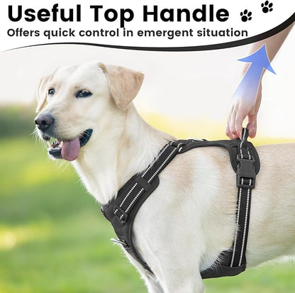 No Pull Dog Harness, Reflective Puppy Vest for Small Medium Large Sized Dog(Black,XL)