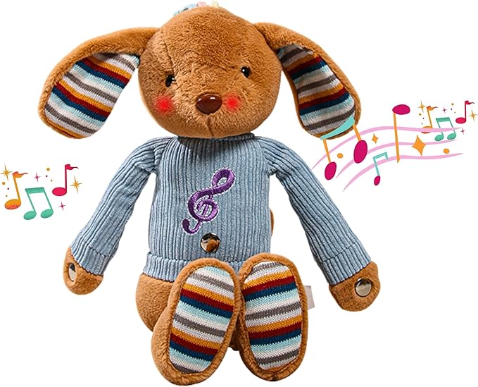 Lumio Musical Stuffed Animal Plush Toy with Lights &amp; Sounds - Cute Interactive Toy for Newborns, and 3 6 12 to 48 Months (Puppy)
