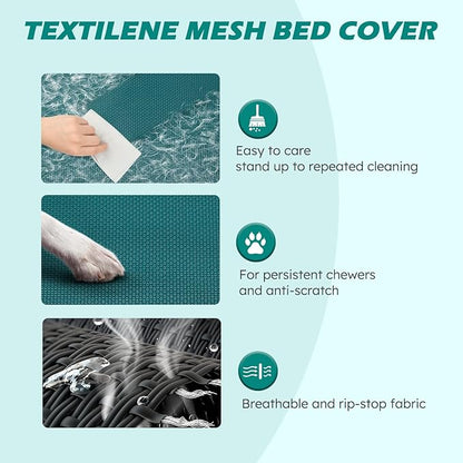 Heeyoo Elevated Dog Bed, Cooling Raised Pet Cot with Chew Proof Washable Breathable Mesh and Metal Frame, Portable Dog Cot Bed with No-Slip Feet for Outdoor or Indoor Use