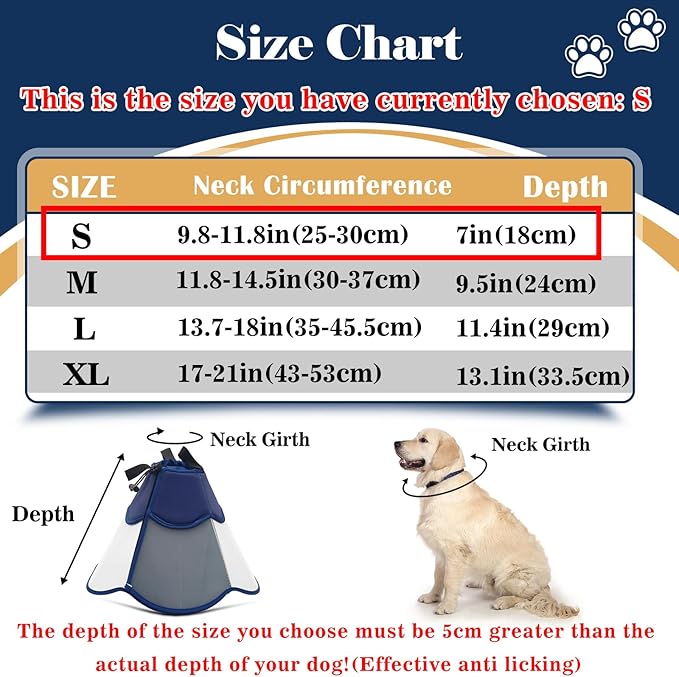 Hard &amp; Heavy Plastic Dog Cone Collar Alternative for Small Dogs (Yorkshire Pomeranian) After Surgery, Adjustable Recovery Cone Anti-Lick, Elizabethan Protective Collar Cone of Shame for Healing