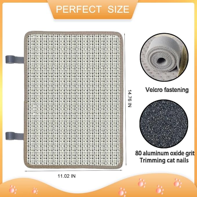 Cat Nail File Scratcher, Sisal Cat Scratch Pad Wrapped Around a Cat Scratcher Post or Cat Tower, Cat Nail File with 80 Aluminum Oxide Grit, to Help Protect Furniture and Help Trim Cat&