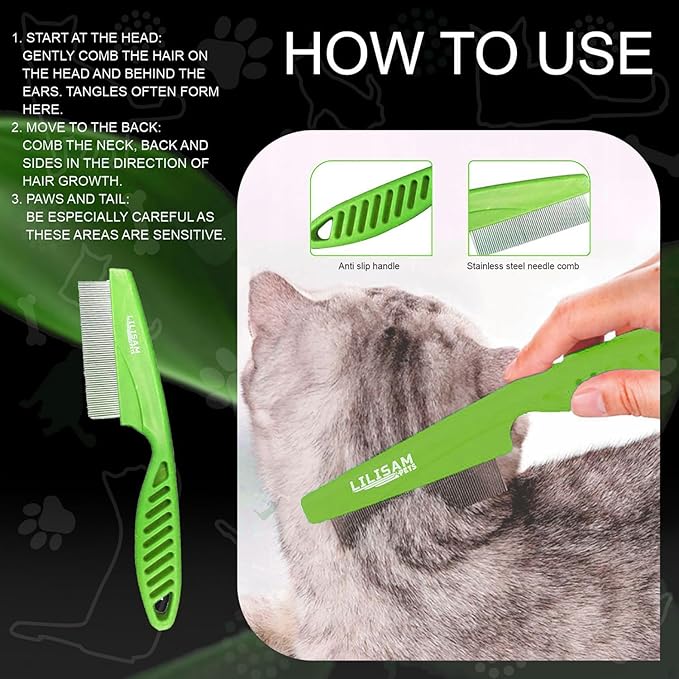 Pet Self Cleaning Slicker Brush and Grooming Comb - Gently Removes Loose Hair, Tangles, and Dirt - Skin Friendly Deshedding Grooming Tool for Hair Dogs &amp; Cats - Pet Supplies Accessories (Green)