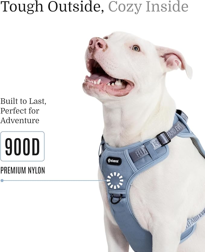 2025 New Edition, Fei &amp; Eve MagEase Dog Harness - 3-Second Magnetic Buckles | 3-Point No-Pull Control | Heavy-Duty 900D Nylon | Dual Safety Handles | Breathable Mesh | Adjustable Fit | Large, Blue
