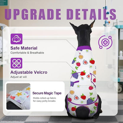 Recovery Suit for Dogs After Surgery, Professional Dog Surgical Suit for Female Spay, Male Neuter, E-Collar &amp; Cone Alternative Dog Onesie for Abdominal Wounds Skin Disease, Purple, XS