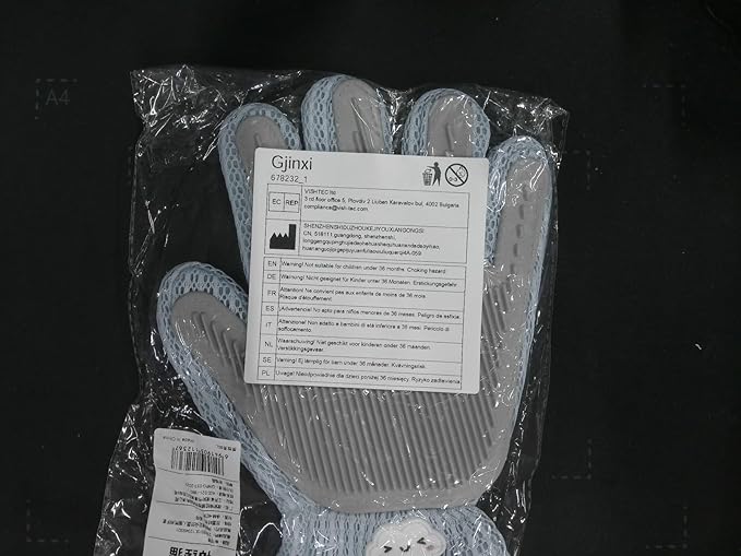 2 in 1 Pet Grooming Glove for Cats &amp; Dogs, Efficient Deshedding Brush Pet Long Short Fur Removal Glove, Gentle Massaging Puppy Kitten Bathing Grooming Brush Tool, Easy Clean Floating Hair Mitt
