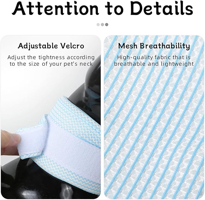 Cat Neck Brace Cover - Breathable &amp; Adjustable Elizabethan Collar for Post-Surgery Recovery Anti-Scratch Anti-Lick Protection, Cervical Cone for Small Medium Large Dogs Puppies Kittens (XX-Large,Blue)