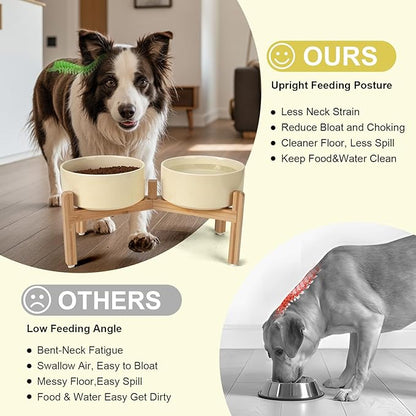 SPUNKYJUNKY Elevated Dog Bowls Ceramic, 7.3&