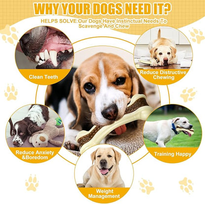 Sosation 6 Pcs Dog Toys for Aggressive Chewers Nylon Beef Flavor Bones Tough Puppy Teething Toys Puppy Chew Bones for Large Medium Small Breed Dogs Puppies Pets Chew Toys(Large Medium)