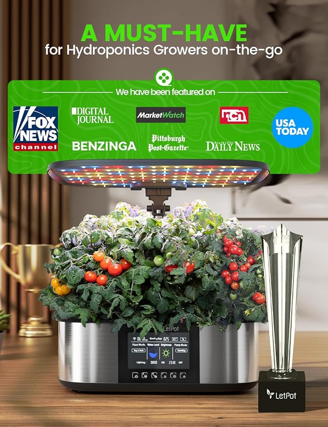 LetPot LPH-Max Hydroponics Growing System Kit, 21 Pods APP &amp; WiFi Automatic Controlled Smart Indoor Garden with 36W LED Grow Light, Auto Drip Irrigation Kits, Self-Managed Nurturing &amp; Watering
