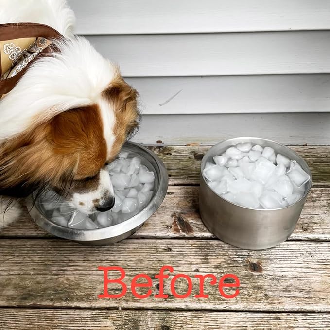 1Gallon Double Layer 304 Stainless Steel Dog Bowl - Insulated &amp; Durable | Non-Slip Base | Easy to Clean | BPA-Free Safe Dog Water Bowl[128oz for Large Giant Breeds]