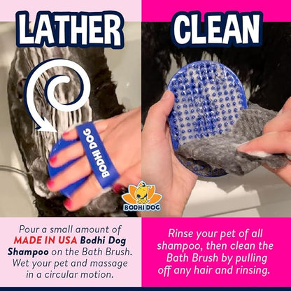 Bodhi Dog Shampoo Brush - Pet Grooming &amp; Bath Supplies for Cats and Dog Bath Brush for Long &amp; Short Hair - Premium Scrubber for Shower, Bathing &amp; Massage - (One Pack, Pink)