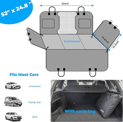 URPOWER Back Seat Extender for Dogs - Hard Bottom Dog Car Seat Cover Holds 400 lbs, Waterproof Dog Hammock Dogs Bed for Cars, SUVs &amp; Small Trucks, Pet Backseat Protector with Mesh Window &amp; Large Space