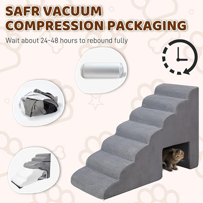 Dog Stairs &amp; Steps for High Beds 30-36 inches High Tall, LitaiL 33inch 7 Steps Pet Stairs/Steps for High Beds Small Large Dogs, Non-Slip Dog Ramps/Ladder for Old Dogs/Cats