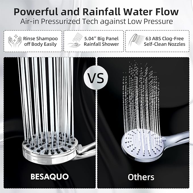 Shower Head,10 Functions High Pressure shower head with handheld, Built-in Pause Mode &amp; 2 Power Wash, Non-Clogging Nozzles High Flow Hand Held Shower Head, Leakproof 6.5ft Hose&amp;Metal Bracket