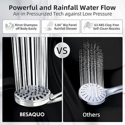 Shower Head,10 Functions High Pressure shower head with handheld, Built-in Pause Mode &amp; 2 Power Wash, Non-Clogging Nozzles High Flow Hand Held Shower Head, Leakproof 6.5ft Hose&amp;Metal Bracket