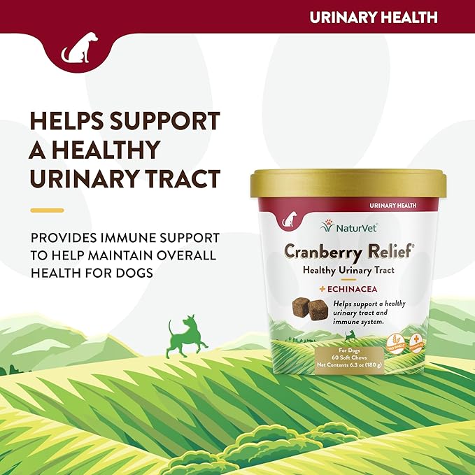 NaturVet – Cranberry Relief Plus Echinacea – Helps Support a Healthy Urinary Tract &amp; Immune System – 60 Soft Chews