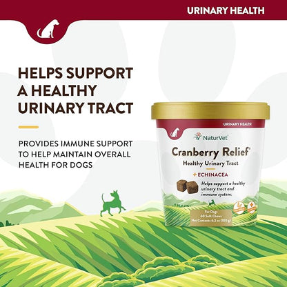 NaturVet – Cranberry Relief Plus Echinacea – Helps Support a Healthy Urinary Tract &amp; Immune System – 60 Soft Chews
