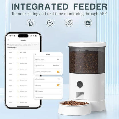 Warcat Vacuum Automatic Smart Cat Feeder with Timed Remote Control &amp; Visual Monitoring, APP-Enabled Pet Food Dispenser for Cats, Dogs &amp; Small Animals, Automatic Feeding Solution