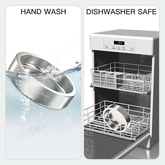 20oz Stainless Steel Cat Food &amp; Water Bowl - Double Walled 304 Stainless Steel Non-Slip Cat Dish | BPA-Free &amp; Dishwasher Safe for Indoor Cats