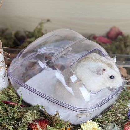 BUCATSTATE Hamster Sand Bath Container Hideout Hamster Toilet with Scoop Set Dust Bath Accessories for small animal,Gerbil,Syrian Hamster,Mouse,Rat (Purple, Medium)