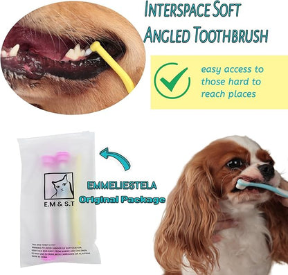 E.M&amp;S.T by Emmeliestella Small Dog &amp; Cat Toothbrush Micro Head, Cat Dental Care, Pets Toothbrush, Oral Hygiene, Easy to Handle, Deep Clean, Extra Soft Bristles, Independent Packaging, Blue&amp;Pink 3PCS