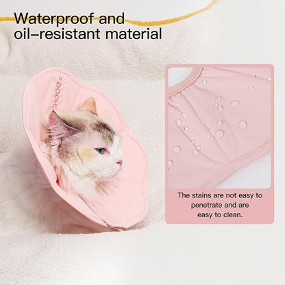 Touchdog Foldable Dog Cone Collar for Cats &amp; Dogs - Adjustable Soft Recovery Collar with Waterproof PU Coating, Lightweight Design, 24.5cm/9.6in Wide Barrier (Pink, L)