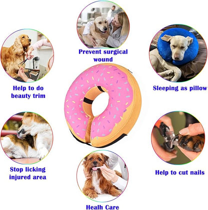 Katoggy Inflatable Dog Cone Collar for Dogs &amp; Cats - Soft, Adjustable Blow-up Donut E-Collar for Small, Medium &amp; Large Pets