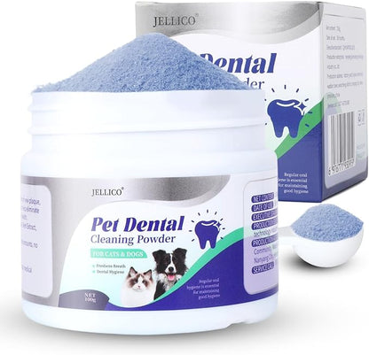 Dog Teeth Cleaning Powder, Dog Dental Powder and Cats Breath Freshener, Bad Breath &amp; Tartar Remover for Pets, Suitable for Large, Medium &amp; Small Canine(Blue)