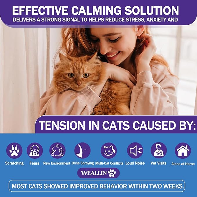 6 Pack Cat Calming Diffuser Refills - Cat Pheromones Calming Diffuser Refill Relieve Anxiety &amp; Stress 6 Month Supply, Cat Pheromone Diffuser Refills (Fits All Common Diffuser Heads)