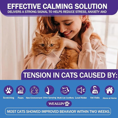 6 Pack Cat Calming Diffuser Refills - Cat Pheromones Calming Diffuser Refill Relieve Anxiety &amp; Stress 6 Month Supply, Cat Pheromone Diffuser Refills (Fits All Common Diffuser Heads)