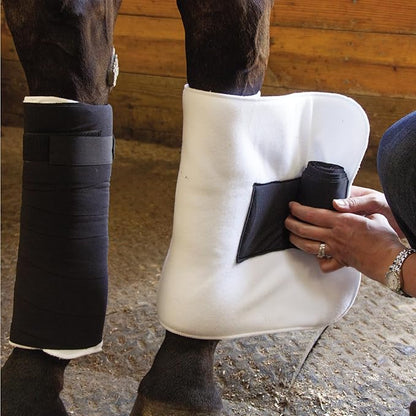 Dura-Tech Combo No Bow Leg Wraps for Horses | Perfect &amp; Quick Bandage Application | Innovative Protection | Heavy-Duty Hook &amp; Loop Closure | White &amp; Black Combo