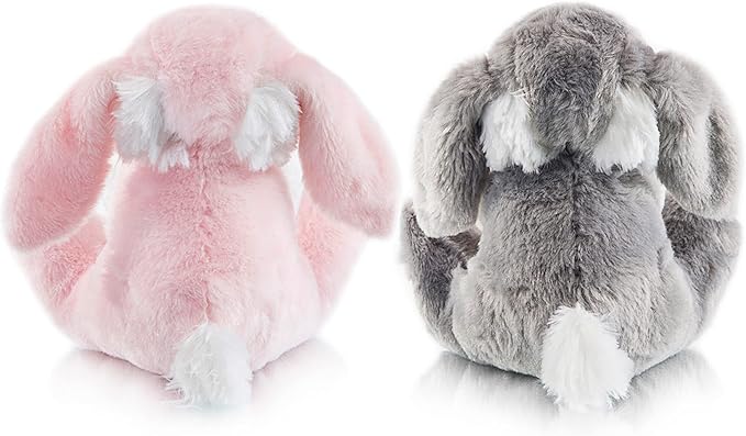 My OLi Bunny Stuffed Animal Pack of 2 Plush Rabbit 7in Stuffed Bunny with Floppy Ear Bedtime Friend Soft Toy Gifts for Girls Boys Kids, Gray &amp; Pink