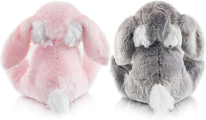 My OLi Bunny Stuffed Animal Pack of 2 Plush Rabbit 7in Stuffed Bunny with Floppy Ear Bedtime Friend Soft Toy Gifts for Girls Boys Kids, Gray &amp; Pink
