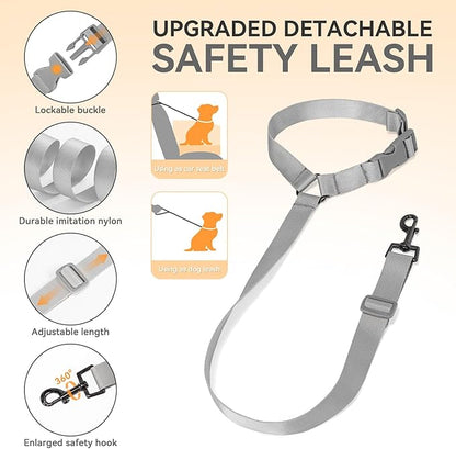 PETSFIT Small Dog Car Seat, Soft Foam Dog Booster Car Seat with Patented Safety Buckles, Storage Pockets and Detachable Clip-On Safety Leash, Dog Car Seat for Medium Dogs 30 LBS (Grey)