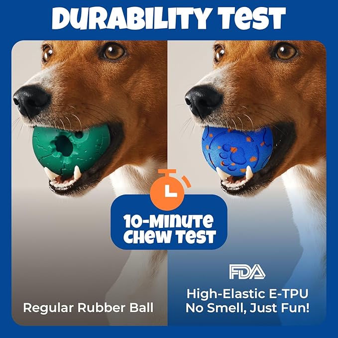 Dog Balls: Interactive Dog Ball Auto Rolling - Interactive Dog Toys for Aggressive Chewers - Bouncy &amp; Throwable, Type-C Rechargeable, Washable, for Small &amp; Medium &amp; Large Dogs – Blue