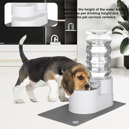 Sfozstra Large Dog Water Dispenser: 8L Automatic Stainless Steel White Water Feeder with Waterproof Pad - Raised Edge Water Dispenser for Dogs &amp; Cats Easy Clean