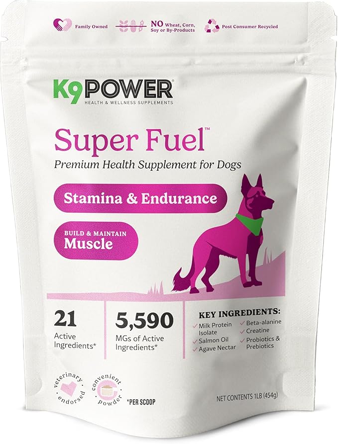 K9 Power Super Fuel for Dogs 1lb - Boosts Energy Levels Supports Muscle Growth &amp; Enhances Joint Health