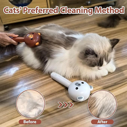 Cat Steam Brush with 2 Spray Levels &amp; Release Button, 4-in-1 IPX7 Waterproof Water Brush for Shedding Grooming, Pet Hair Removal Comb for Long Short Haired Cats Dogs, Self Cleaning Slicker