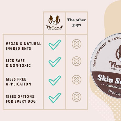Natural Dog Company Skin Soother Balm, Protects from Hot Spots, Itching &amp; Irritation Relief, Allergy Lotion, Dog Moisturizer &amp; Rash Cream with Coconut Oil &amp; Vitamin E for Pets (4 oz Tin)