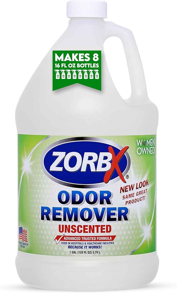ZORBX Unscented Odor Eliminator Spray 128 Oz, 1 Gallon - Used in Hospitals &amp; Healthcare Facilities - Advanced Trusted Odor Remover Formula - All-Purpose Deodorizer for Dog, Cat, Home, Carpet &amp; Car