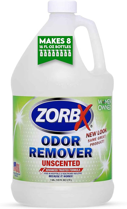 ZORBX Unscented Odor Eliminator Spray 128 Oz, 1 Gallon - Used in Hospitals &amp; Healthcare Facilities - Advanced Trusted Odor Remover Formula - All-Purpose Deodorizer for Dog, Cat, Home, Carpet &amp; Car