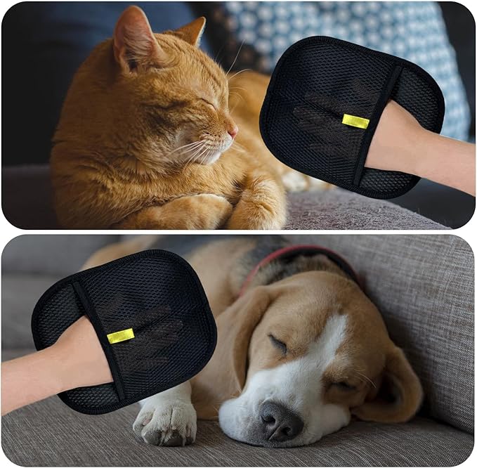 Pet Hair Remover Glove, Electrostatic Pet Hair Remover Glove, Cat &amp; Dog Grooming Glove, Upgraded Fur Removal Tool for Furniture, Carpet, Couch, Car Seat (2pcs)