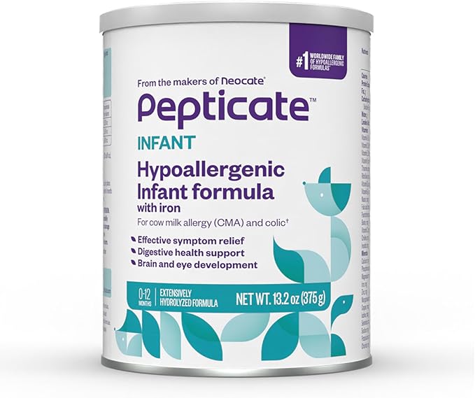 Pepticate Baby Formula, Hypoallergenic Powdered Infant Formula for Cow Milk Allergy, with Omega 3 DHA, ARA, Iron &amp; Prebiotics, 13.2oz