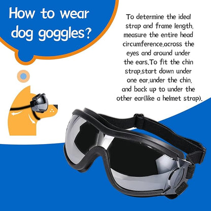 NVTED Dog Sunglasses Dog Goggles, UV Protection Wind Protection Dust Protection Fog Protection Pet Glasses Eye Wear Protection with Adjustable Strap for Medium or Large Dog (Pack of 2)