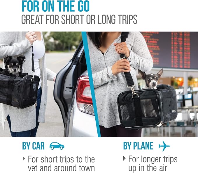 Sherpa Original Deluxe Travel Pet Carrier, Airline Approved &amp; Guaranteed On Board - Black, Small