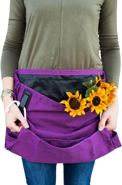 Roo Gardening Apron with Pockets &amp; Harvesting, Picking Pouch - Adjustable, Water-resistant, Washable Canvas Cotton