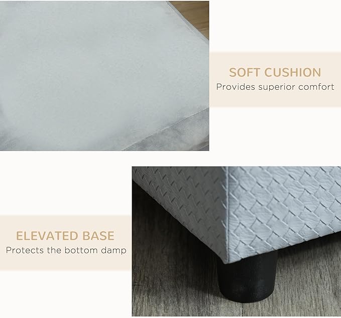 PawHut Luxury Fancy Dog Couch with Hidden Storage, Small Dog Sofa Bed with 2" Soft Foam, Modern Pet Furniture for Puppies &amp; Little Breeds, Pale Gray